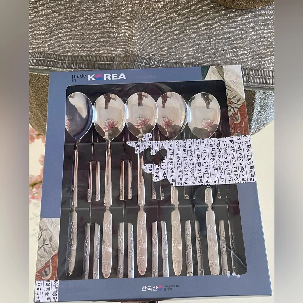 Spoon & Chopsticks 5 Set Premium Stainless Steel Korean CutleryMade In Korea